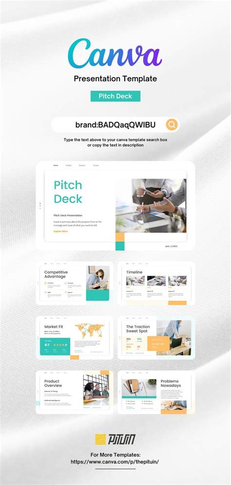 Canva Pitch Deck Presentation Template #canvapresentationtemplate in ...