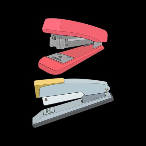 Set of stapler in vector art style, isolated on black background. stapler in vector art style ...