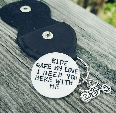 Motorcycle Rider Leather Keychain With Hand Stamped Coin | Etsy