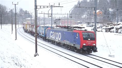 Swiss Trains: Trains in the Snow! - YouTube