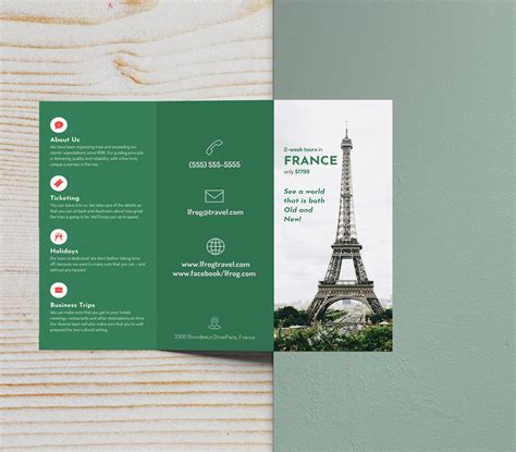 Green Photo Centric Trifold Travel Brochure Idea - Venngage Brochure Examples