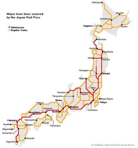 Japan rail map - Rail map japan (Eastern Asia - Asia)