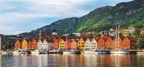 Bergen, Norway. View of historical buildings in Bryggen- Hanseatic ...