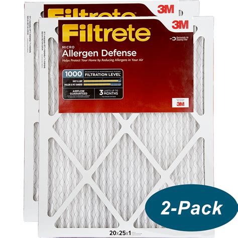 3M Filtrete 1-Inch Micro Allergen Defense MPR 1000 Air Filters 20x25x1 2-PACK - Walmart.com