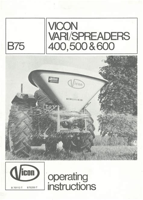 Vicon Fertiliser Vari-Spreader B75 400 500 600 Operators Manual