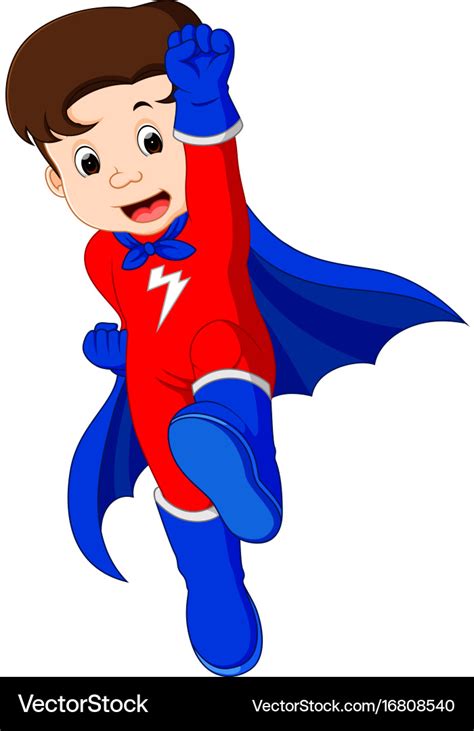 Superhero kid cartoon Royalty Free Vector Image