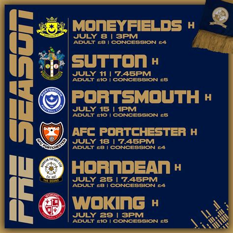 Updated: Pre-season Fixtures – Havant & Waterlooville FC