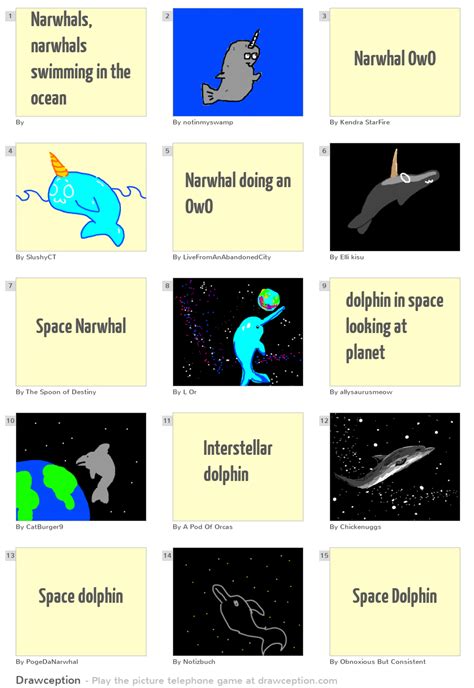 Narwhals, narwhals swimming in the ocean - Drawception