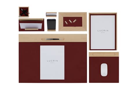 Wood Leather Executive Desk Set