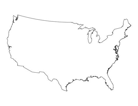 Blank Map of the United States | Printable USA Map PDF Template | United states map, Map outline ...