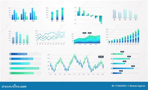 Histogram Charts. Business Infographic Template with Stock Diagrams and ...