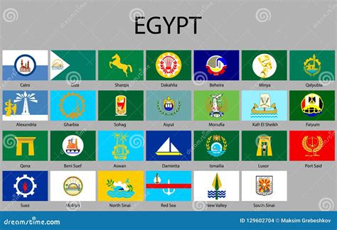 Flag Of Aswan On Map Of Egypt Governorates Royalty-Free Cartoon ...