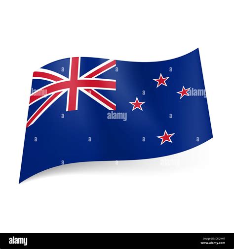 National flag of New Zealand: Union Jack and four red stars on blue ...