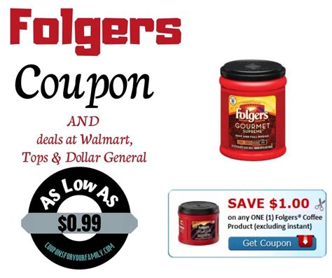 Printable Folgers Coffee Coupon + deals as low as $0.99