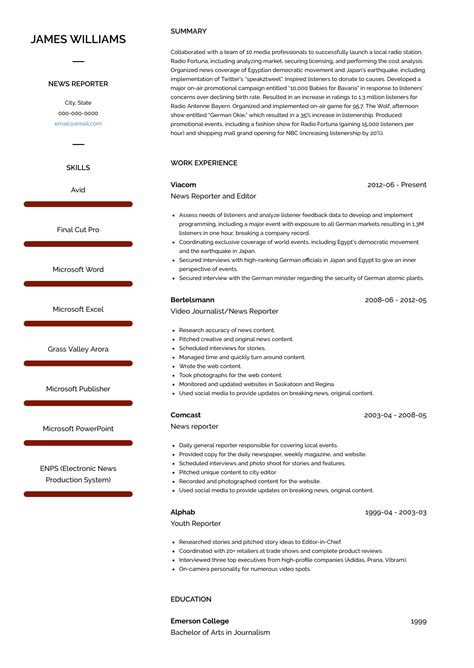 News Reporter Resume Samples And Templates Visualcv | Free Download ...