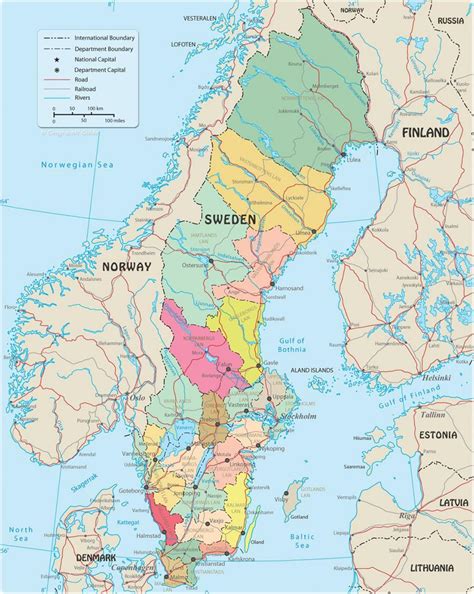 Sweden political map - Political map of Sweden (Northern Europe - Europe)