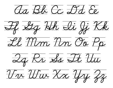 Cursive Letters Chart Printable