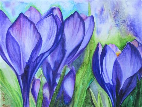 Watercolor Painting Crocuses. Original Picture, Hand-painted. Gift ...