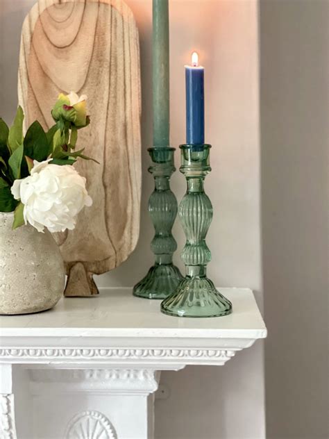 Green Glass Candlestick | Aqua | Home Decorations