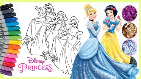 Mewarnai Disney Princess Coloring Snow White Cinderella Aurora - YouTube