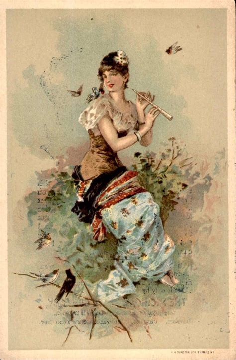 Victorian Era Advertising Card - Lady with Flute by Yesterdays-Paper on DeviantArt