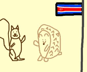 Squirrel and hedgehog; The North Korean Anime - Drawception