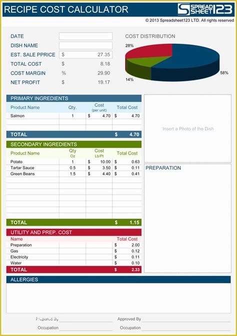 43 Food Costing Template Free Download | Heritagechristiancollege