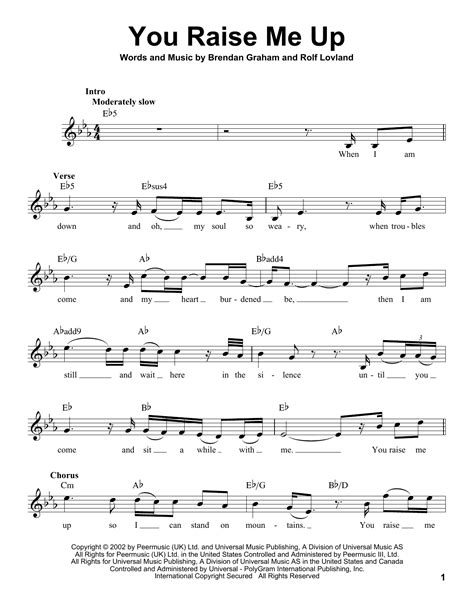 Josh Groban You Raise Me Up Sheet Music For Beginners In C Major ...