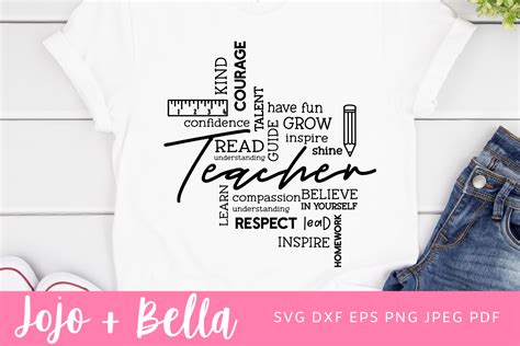 Teacher Word Art Svg, Teacher Shirt Svg Graphic by Jojo & Bella · Creative Fabrica