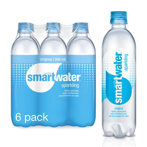 Glaceau Smartwater Sparkling Vapor Distilled Water, 16.9 Fl Oz, 6 Count - Walmart.com - Walmart.com