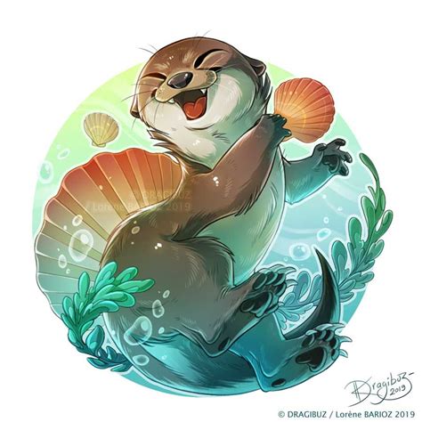 Otter Playing by Dragibuz on DeviantArt Cute Otters Drawing, Otter ...