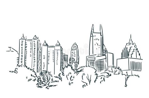 Atlanta USA Sketch Vector City Line Art Stock Illustration ...