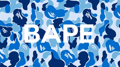 Downloaden Bape Blaues Namenslogo Wallpaper | Wallpapers.com