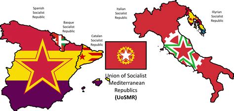 Flag map of the Union of Socialist Mediterranean Republics : imaginarymaps