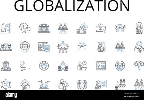 Globalization line icons collection. Urbanization, Digitization, Modernization ...