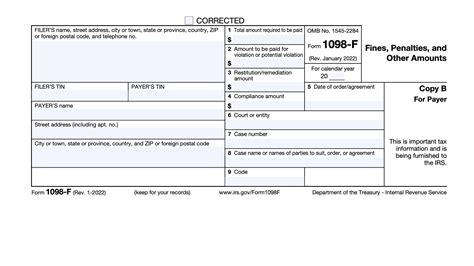 IRS Form 1098-F Instructions - Fines, Penalties and Other Amounts