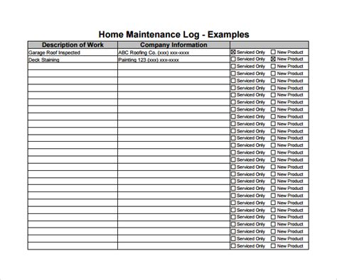 Home Maintenance Spreadsheet Template ~ Excel Templates