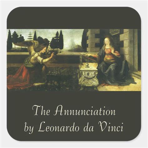 Annunciation of the Lord by Leonardo da Vinci Square Sticker | Zazzle