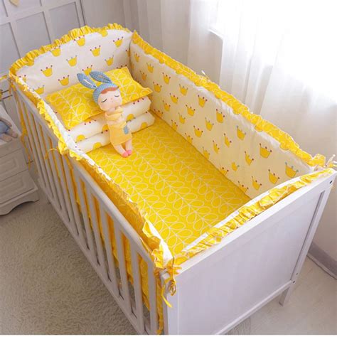 5 pcs/set Cotton Baby Cot Bedding Set Hot Newborn Crib Bedding Bumpers Sheet Pillow Cover Cot ...