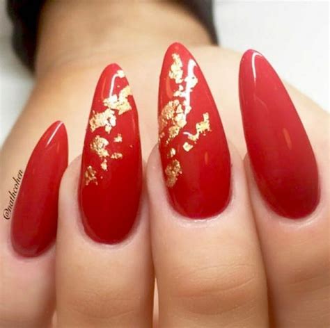 Almond Nails. Red and Gold Nails. Gel Nails. Acrylic Nails. # ...