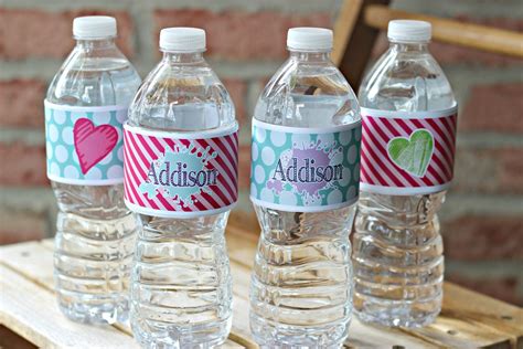 Art Birthday Party Water Bottle Labels. Set of 20