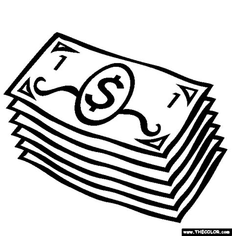 Paper Money Coloring Page | Free Paper Money Online Coloring