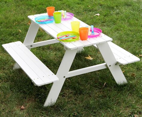 Buy Children and Kids Picnic Table , Solid White Wood 36 x 35 Inches ...