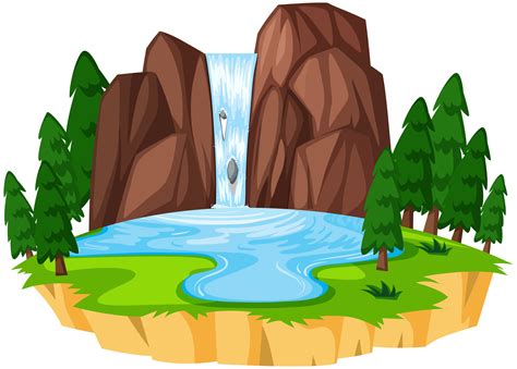 A beautiful waterfall landscape 293679 Vector Art at Vecteezy