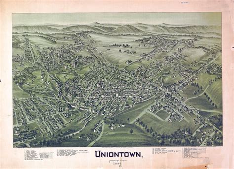 Uniontown Pennsylvania vintage map chw | Vintage maps art, Birds eye view map, Vintage map decor