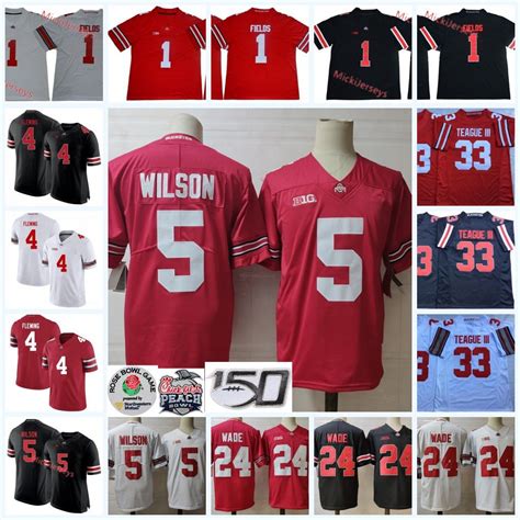 2020 Mens #1 Justin Fields Ohio State Buckeyes Jersey #33 Master Teague ...