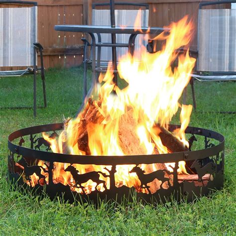 Sunnydaze Running Horse Fire Pit Campfire Ring, Large Outdoor Heavy ...