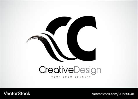 Cc c c creative brush black letters design with Vector Image