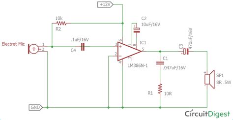 Simple Microphone to Speaker Amplifier Circuit Diagram