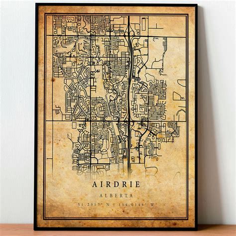 Airdrie Vintage Map Poster Wall Art City Artwork Print | Etsy